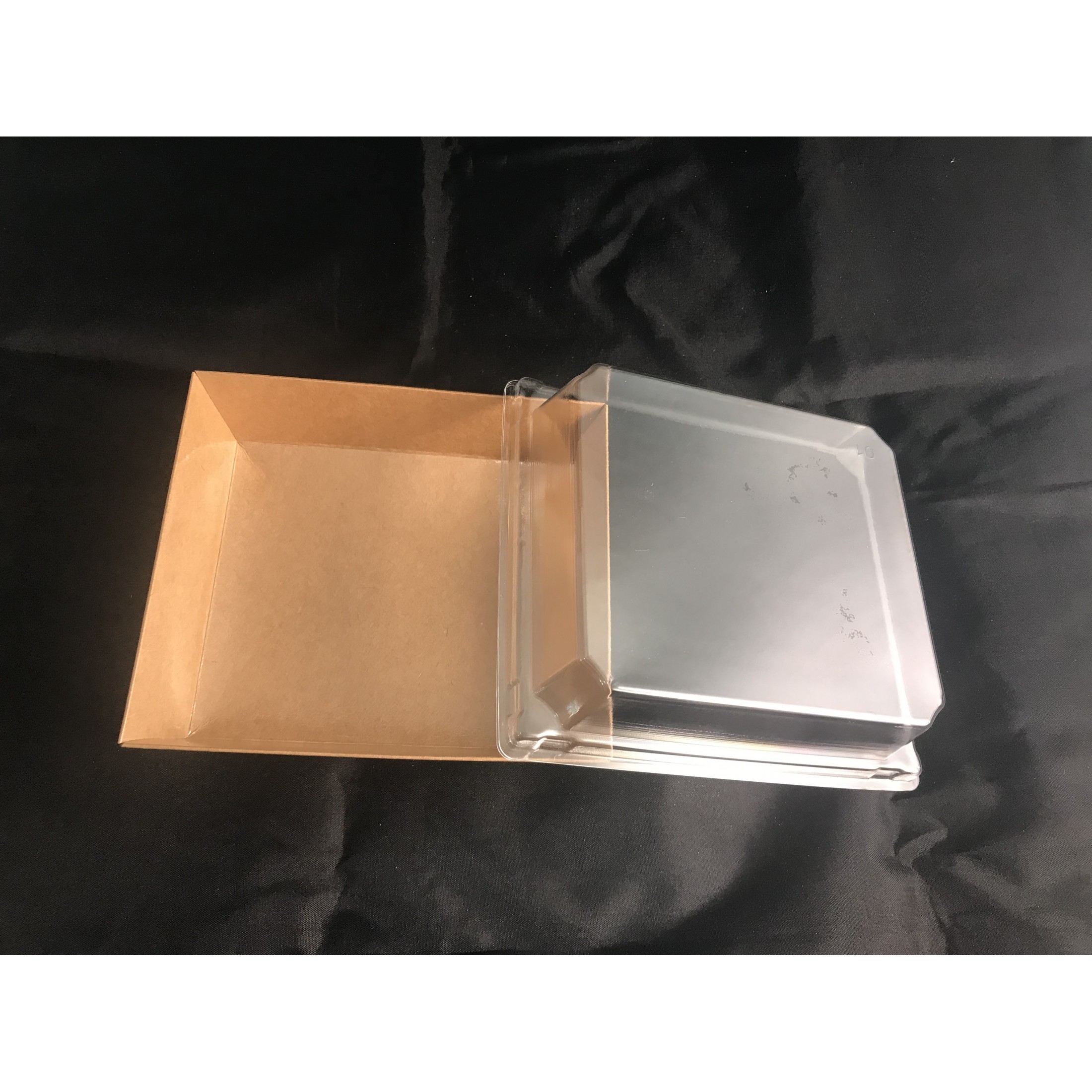 PAPER BOX WITH PLASTIC LID E01 (BROWN) (14CM X 12.5CM X 6CM ) (50'S